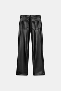 FAUX LEATHER LOW-RISE TROUSERS - Zara фото 5