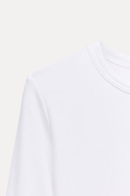 LONG SLEEVE WASHED EFFECT RIBBED T-SHIRT - Zara фото 7