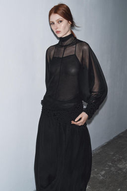 ZW COLLECTION SEMI-SHEER BLOUSE - Zara фото 11