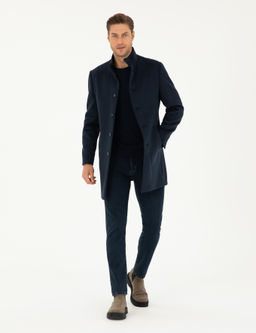 Lacivert Y_n Kar___ml_ Slim Fit Palto - Pierre cardin фото 4
