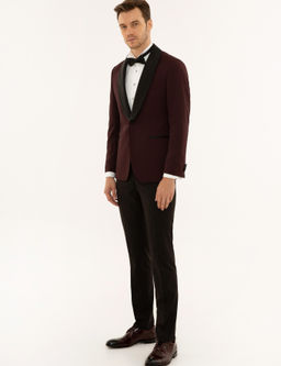 Бордово-красный приталенный костюм для жениха - Cacharel фото 3