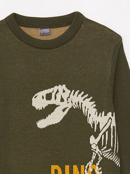 Bisiklet Yaka Desenli Uzun Kollu Erkek ?ocuk Triko Kazak - Waikiki фото 3