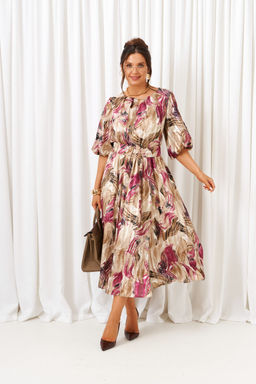 Платье Beautiful Free 6412 бежево-бордовый