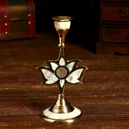 Подсвечник «Цветок востока», 8×8.5×16.5 см, латунь, перламутр