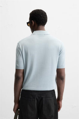 COTTON/SILK KNIT POLO SHIRT - Zara фото 3