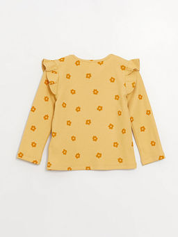 Bisiklet Yaka Uzun Kollu Desenli K?z Bebek Ti??rt - Waikiki фото 3