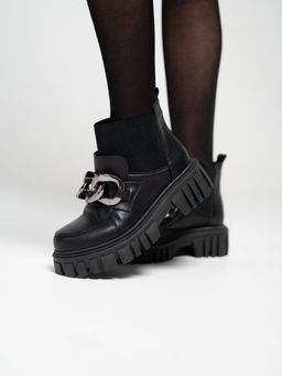 Ботинки 348.21153bl.Черный/шерсть