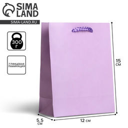 Цена за 4 шт. Пакет подарочный ламинированный, упаковка, «Сиреневый», S 12 х 15 х 5.5 см