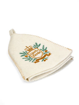 Шапка для бани и сауны «Царь бани», шерсть 50%, полиэфир 50%, белая