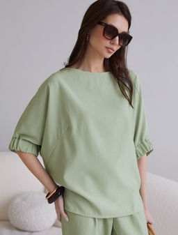 Свободная блузка с вырезом лодочка из плотного лиоцелла