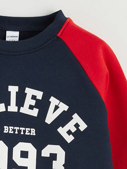 Bask?l? Erkek ?ocuk Sweatshirt