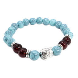 Браслет Бирюза и цветной агат с Буддой дарует исцеление и защиту