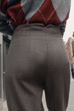 HIGH-WAIST CHECKED TROUSERS - Zara фото 5