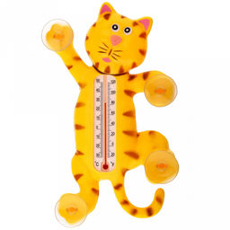 Термометр уличный +50-30С "Котик" 26,3х14,5см, на присосках, пластик, в п/эт пакете на картоне (Китай)