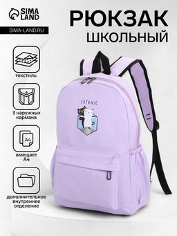 Рюкзак школьный на молнии, с карманами, с принтом, размер 30?12?43 см, розовый