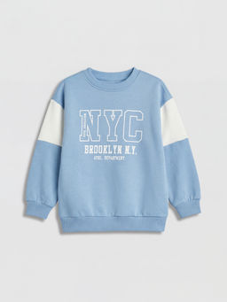 Bisiklet Yaka NYC Bask?l? Erkek ?ocuk Sweatshirt