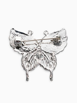 Цена за 2 шт. Брошь «Бабочка», белая в серебре