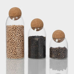 Банки для сыпучих Magistro Эко, 3 предмета: 450/700/1000 мл, с пробковой крышкой, стекло, прозрачные  фото 16