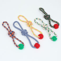 Игрушка канатная Массажная с узлом, до 65 г, до 30 см, микс цветов - Пижон фото 4