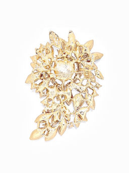 Брошь «Императрица», сердце цветущее, красная в золоте