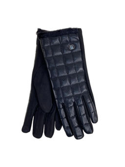 Элегантные демисезонные перчатки из экокожи и велюра, цвет черный