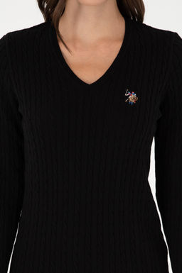 Женский черный базовый свитер с v-образным вырезом Неожиданная скидка в корзине - U.s. polo assn фото 7