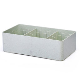 Контейнер-органайзер пластиковый "Marandi" 19,5x10x6 см, толщина 2,5 мм, волокна пшеничной соломы и полипропилен, биоразлагаемый пластик, регулируемые отделения, 2 передвижных разделителя, салатовый