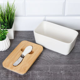 Масленка и нож / MN3919 /уп 36/ на деревянной подставке - Галеонтрейд фото 3