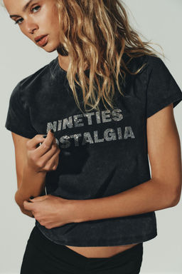 WASHED SLOGAN T-SHIRT - Zara фото 4