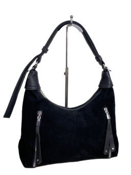 Женская сумка из искусственной кожи и натуральной замши, цвет черный