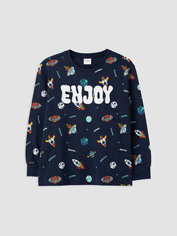 Bask?l? Erkek ?ocuk Pijama Tak?m