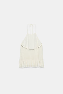 TOP HALTER VOLANTES TACHAS / Crudo - Zara фото 3