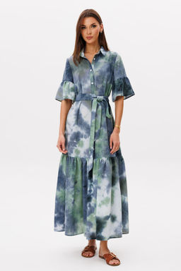 Платье Lars Style 1108 изумрудный мульти-принт