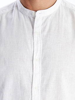 Regular Fit Uzun Kollu Keten Kar???ml? Erkek G?mlek