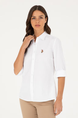 Женщина белая длинная рубашка. Основная рубашка скидка в корзине