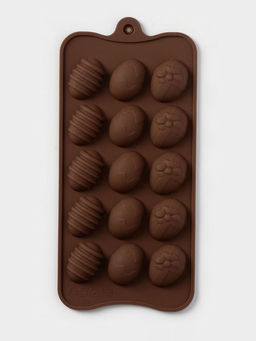 Цена за 2 шт. Форма силиконовая для кондитерских украшений Доляна Пасхальные яйца, 22?10,5 см, 15 ячеек (3,2?2,5 см), цвет коричневый  фото 2
