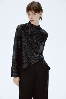 Sequined turtleneck top - H&m фото 5