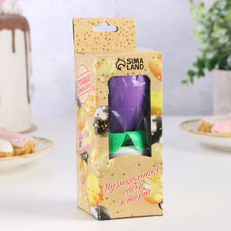 Свеча для торта музыкальная «Тюльпан», крутящаяся, фиолетовая, 14.5×6 см