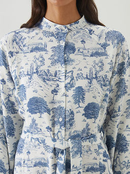 Hakim Yaka Desenli Modal Kar???ml? Elbise