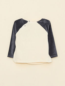 Bisiklet Yaka Uzun Kollu Nak?? Detayl? Erkek Bebek Kadife Pijama Tak?m? - Waikiki фото 3