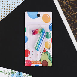 Свеча в торт цифра 7, разноцветная