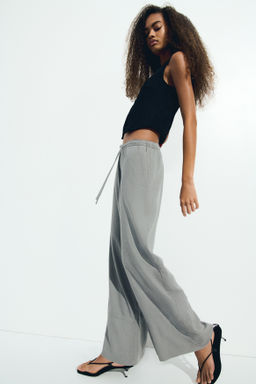 Pantal?n en mezcla de lino con cord?n de ajuste - H&m фото 7