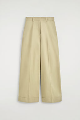 PANTAL?N WIDE LEG DE TWILL DE ALGOD?N