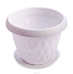 Цена за 4 шт. Горшок для цветов пластиковый 0,9л d-14см "Розетта" c поддоном мраморный С125МРА