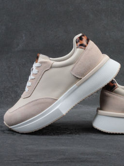 03-YG497-2 BEIGE Кроссовки женские (натуральная кожа)