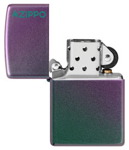 Зажигалка ZIPPO Логотип с зелено-фиолетовым покрытием | Logo Iridescent 49146ZL  фото 4