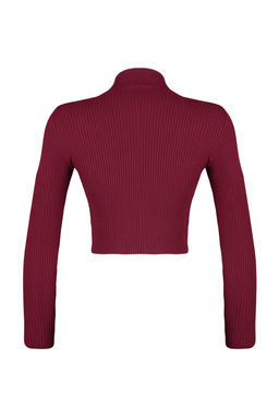 Bordo Crop Dik Yaka Triko Kazak TWOAW24KZ01206 - Trendyolmilla фото 8
