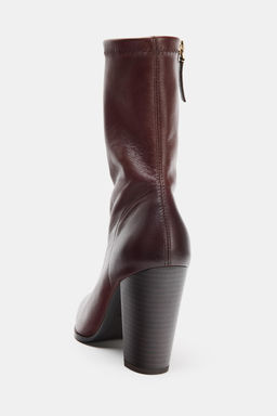 LEATHER -STYLE HEEL ANKLE BOOTS - Zara фото 6