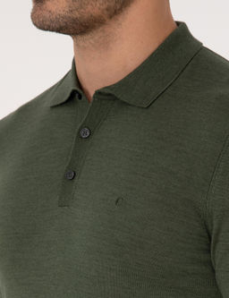 Haki Slim Fit Y_n Kar___ml_ Polo Yaka Basic Triko Kazak - Cacharel фото 7