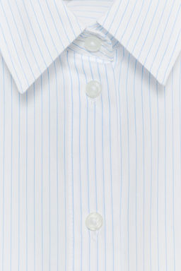 CAMISA CROP POPEL?N RAYAS / Azul / Blanco
